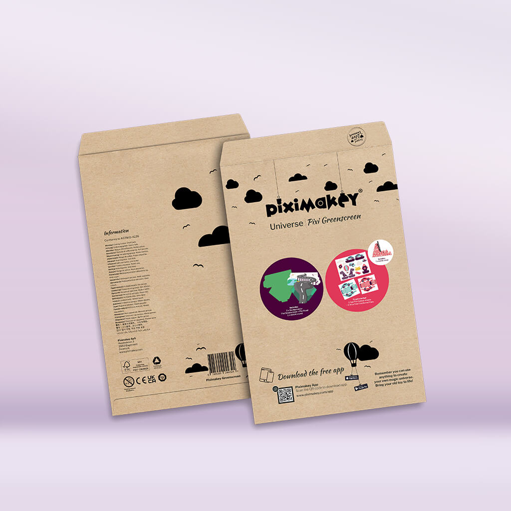 Piximakey Universe Starter Set "Greenscreen", speelset met standaard, figuren en achtergronden