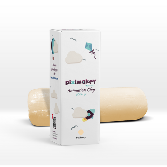 Piximakey stop motion modeling wax in ivory "Pixi Ivory", 1 kg refill roll
