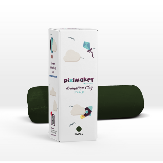 Piximakey stop motion modeling clay in dark green "Pixi Pine", 1 kg roll for refill
