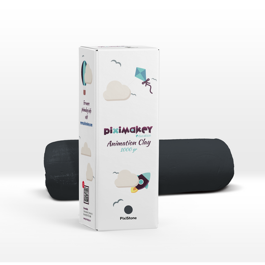 Piximakey stop motion modeling clay in dark grey "Pixi Stone", 1 kg refill roll