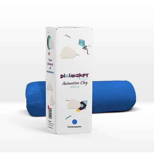 Piximakey stop motion modeling clay in blue "Pixi Turquoise", 1 kg roll for refill