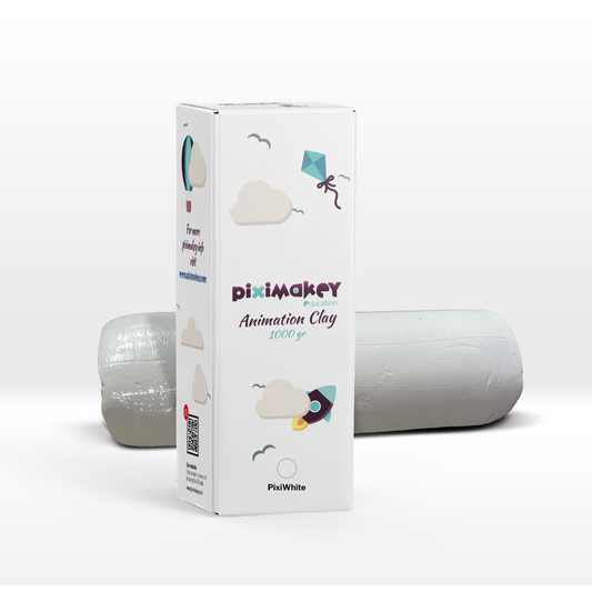 Piximakey stop motion modeling clay in white "Pixi White", 1 kg roll for refill