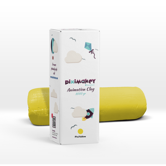 Piximakey stop motion modeling clay in yellow "Pixi Yellow", 1 kg roll for refill