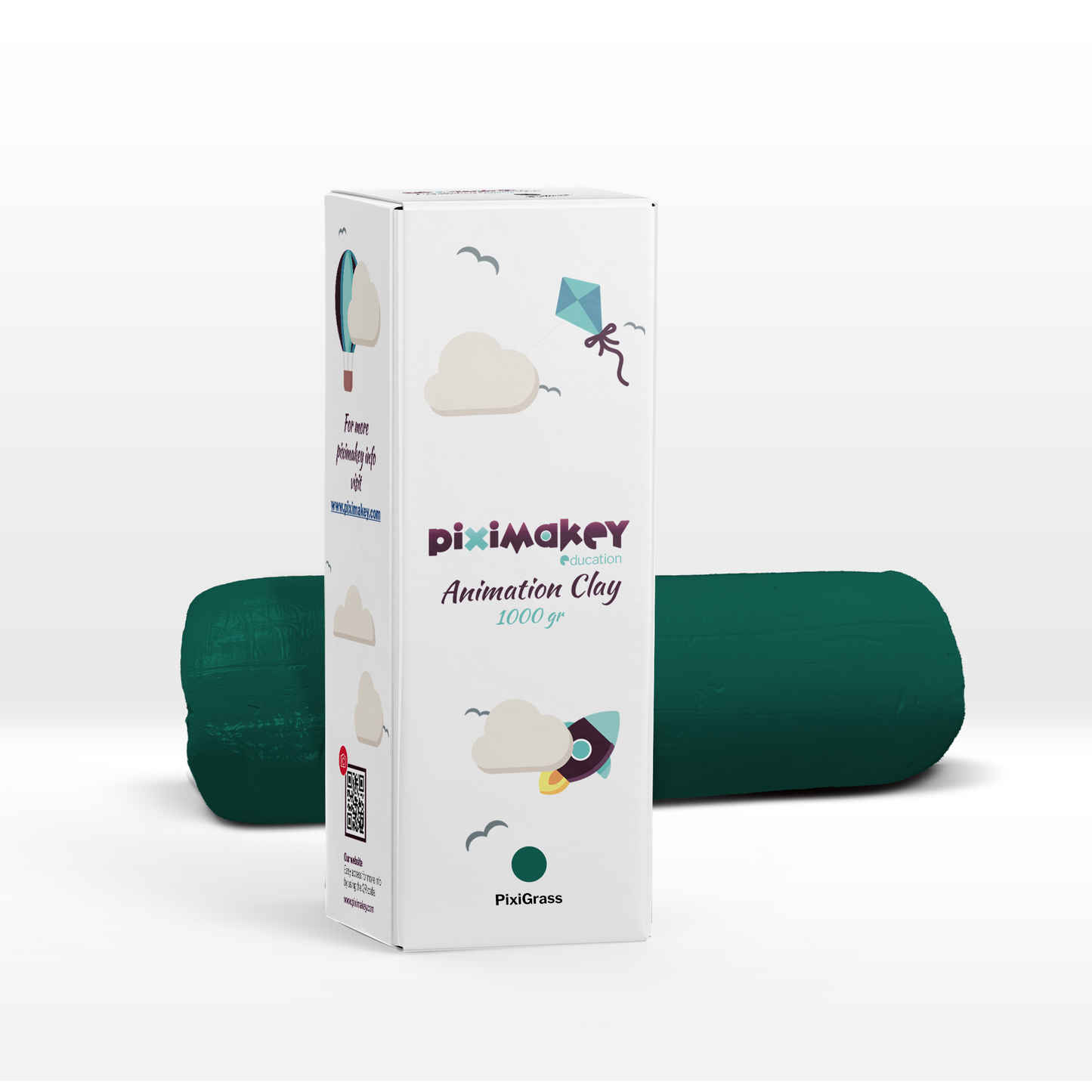 Piximakey stop motion modeling clay in grass green "Pixi Grass", 1 kg roll for refill