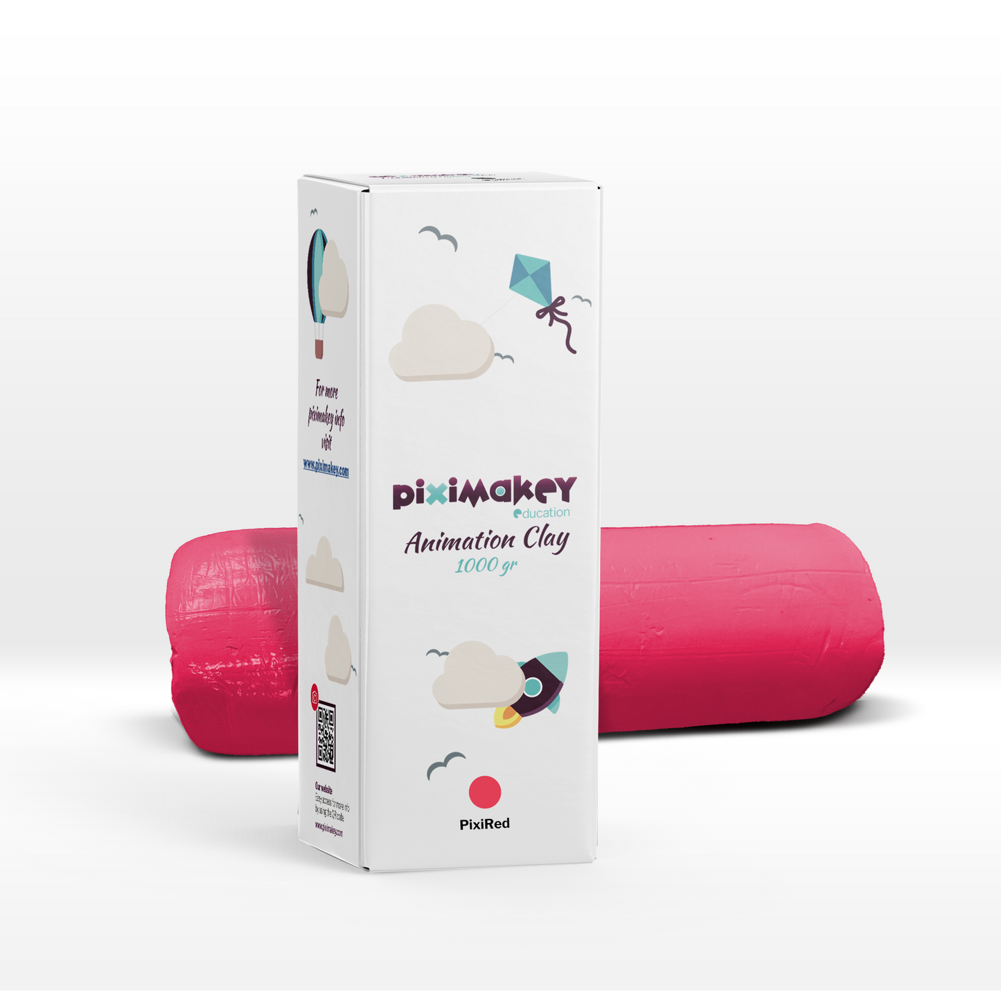 Piximakey stop motion-modellervoks i magentarød "Pixi Magenta", 1 kg-rulle til genopfyldning